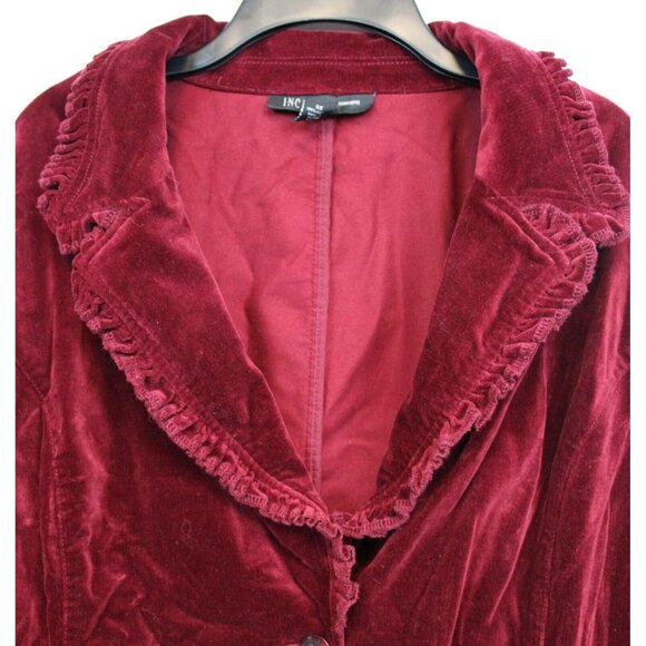 INC Women's Red Velvet Coat sz 3X Gothic Victorian Mansion Cosplay Elegant Party - Picture 2 of 8